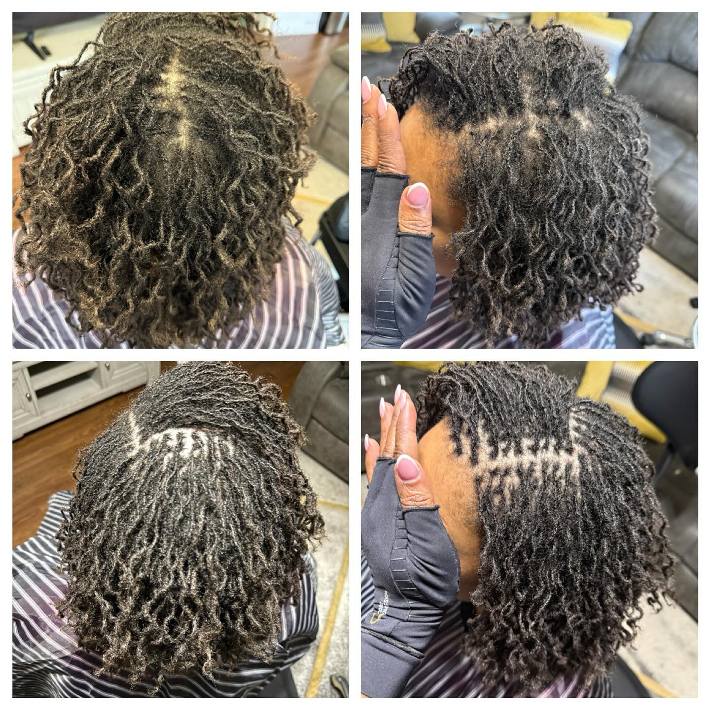 Step-by-step transformation of dreadlocks hairstyle.